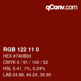 カラーコード: RGB 122 11 0 | qconv.com