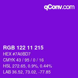 Color code: RGB 122 11 215 | qconv.com