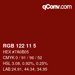 カラーコード: RGB 122 11 5 | qconv.com