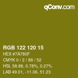 カラーコード: RGB 122 120 15 | qconv.com