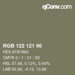 Code couleur: RGB 122 121 96 | qconv.com
