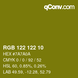 Color code: RGB 122 122 10 | qconv.com