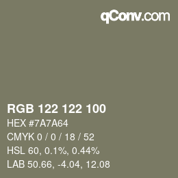Color code: RGB 122 122 100 | qconv.com