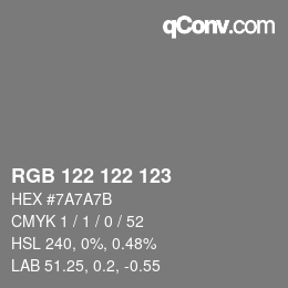 Código de color: RGB 122 122 123 | qconv.com