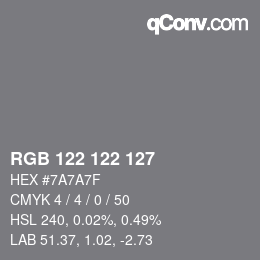 Color code: RGB 122 122 127 | qconv.com