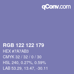 颜色代码: RGB 122 122 179 | qconv.com
