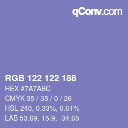 Color code: RGB 122 122 188 | qconv.com