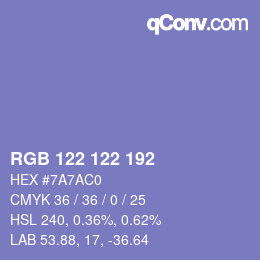 Color code: RGB 122 122 192 | qconv.com