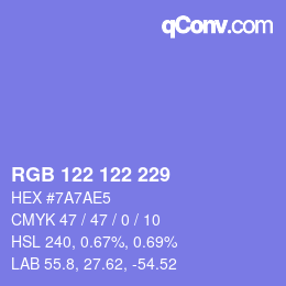 Color code: RGB 122 122 229 | qconv.com