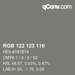 カラーコード: RGB 122 123 116 | qconv.com