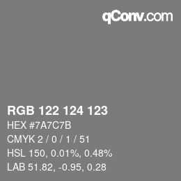 Color code: RGB 122 124 123 | qconv.com