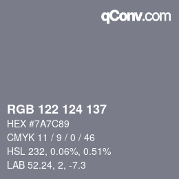 Color code: RGB 122 124 137 | qconv.com