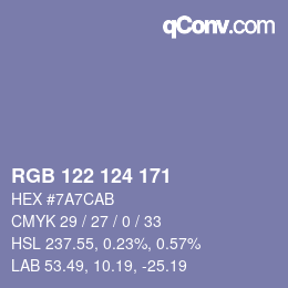 カラーコード: RGB 122 124 171 | qconv.com