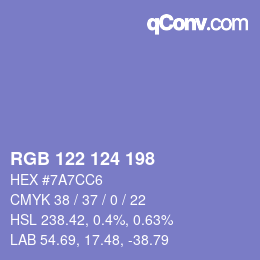 Color code: RGB 122 124 198 | qconv.com