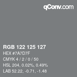 Código de color: RGB 122 125 127 | qconv.com