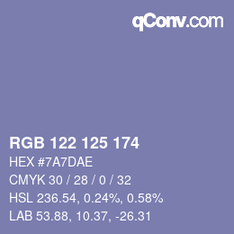 Código de color: RGB 122 125 174 | qconv.com