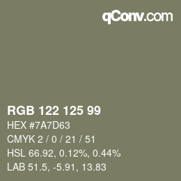 Code couleur: RGB 122 125 99 | qconv.com