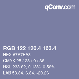 カラーコード: RGB 122 126.4 163.4 | qconv.com