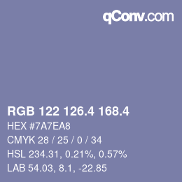 カラーコード: RGB 122 126.4 168.4 | qconv.com