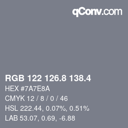 カラーコード: RGB 122 126.8 138.4 | qconv.com