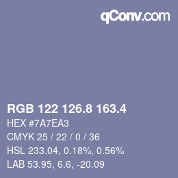 カラーコード: RGB 122 126.8 163.4 | qconv.com