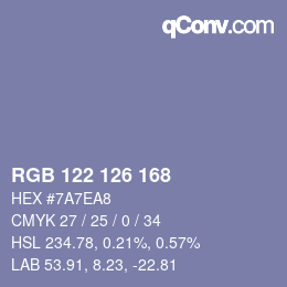 Color code: RGB 122 126 168 | qconv.com