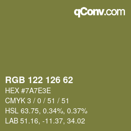 カラーコード: RGB 122 126 62 | qconv.com