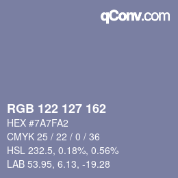 Color code: RGB 122 127 162 | qconv.com