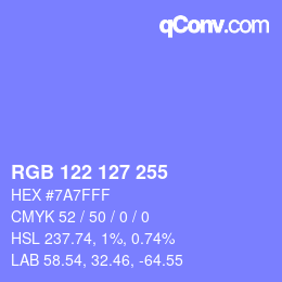 Color code: RGB 122 127 255 | qconv.com