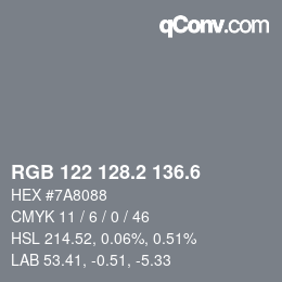 カラーコード: RGB 122 128.2 136.6 | qconv.com