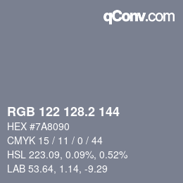 カラーコード: RGB 122 128.2 144 | qconv.com