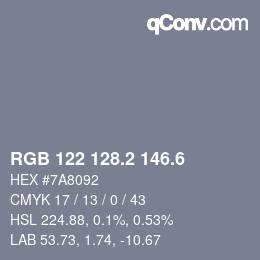 カラーコード: RGB 122 128.2 146.6 | qconv.com