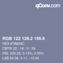 カラーコード: RGB 122 128.2 156.6 | qconv.com