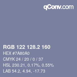 カラーコード: RGB 122 128.2 160 | qconv.com