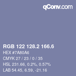 カラーコード: RGB 122 128.2 166.6 | qconv.com
