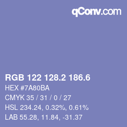カラーコード: RGB 122 128.2 186.6 | qconv.com