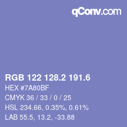 カラーコード: RGB 122 128.2 191.6 | qconv.com