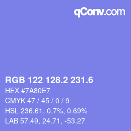 カラーコード: RGB 122 128.2 231.6 | qconv.com