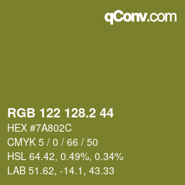 カラーコード: RGB 122 128.2 44 | qconv.com