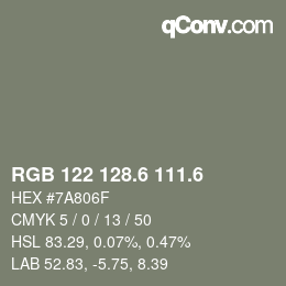 カラーコード: RGB 122 128.6 111.6 | qconv.com