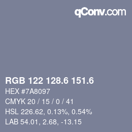 カラーコード: RGB 122 128.6 151.6 | qconv.com