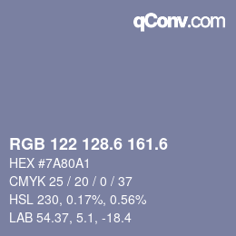 カラーコード: RGB 122 128.6 161.6 | qconv.com