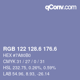 カラーコード: RGB 122 128.6 176.6 | qconv.com