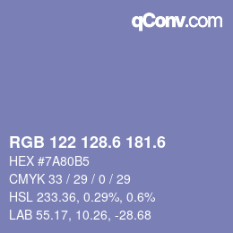 カラーコード: RGB 122 128.6 181.6 | qconv.com