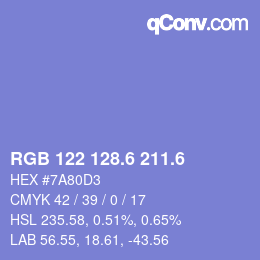 カラーコード: RGB 122 128.6 211.6 | qconv.com