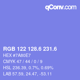 カラーコード: RGB 122 128.6 231.6 | qconv.com