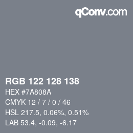颜色代码: RGB 122 128 138 | qconv.com
