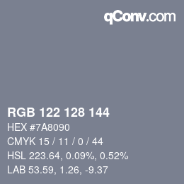 颜色代码: RGB 122 128 144 | qconv.com