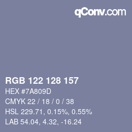 Código de color: RGB 122 128 157 | qconv.com