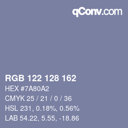 カラーコード: RGB 122 128 162 | qconv.com